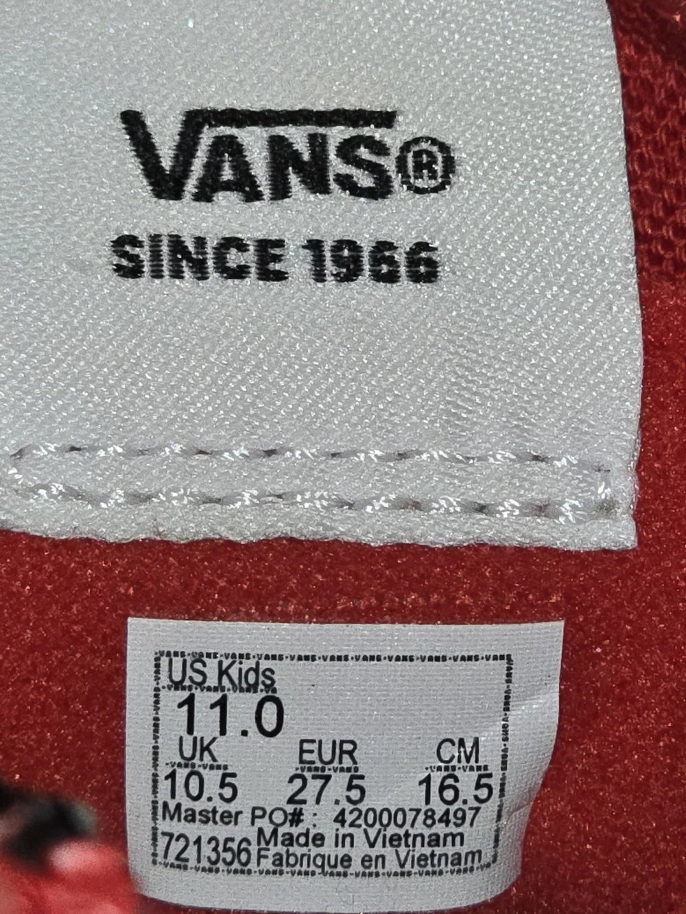 VANS Sk8-Hi Zip Ferocious Flame Red White High Top Sneakers Kids Size 11
